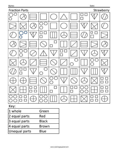Strawberry Fractions 2nd Grade worksheet