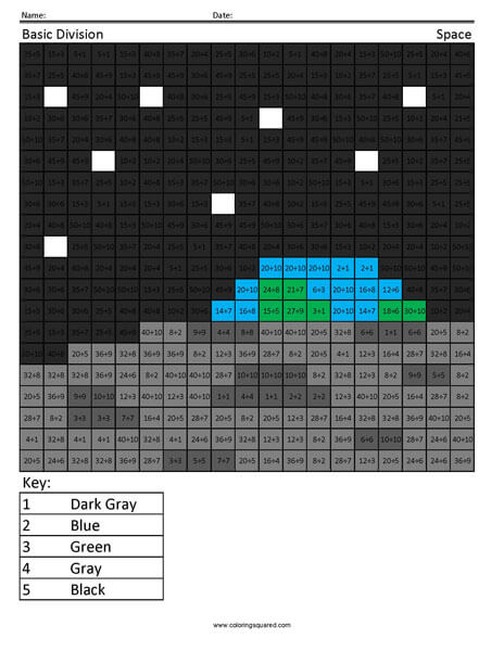 Practice Division- Space 3rd Grade Math Facts