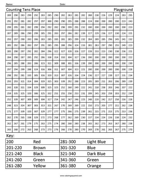 Playground Counting 3rd Grade worksheet