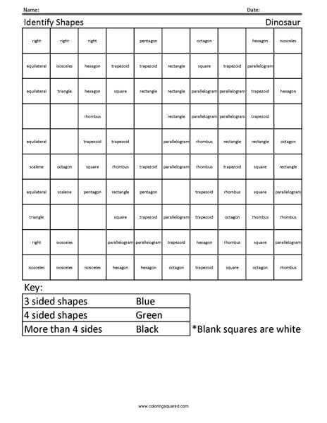 Geometry Dinosaur 3rd Grade worksheet
