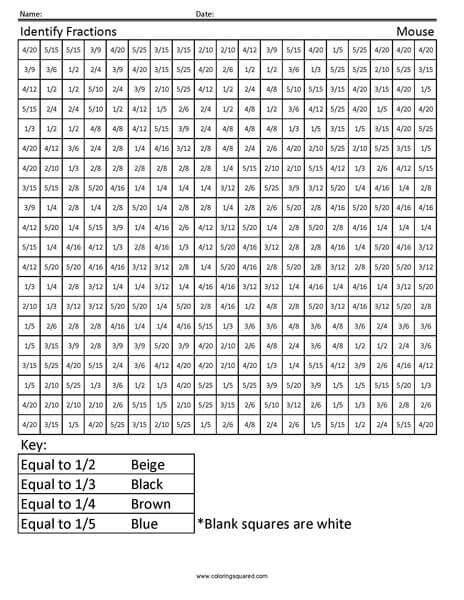 Fraction Mouse 3rd Grade worksheet