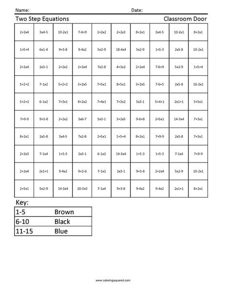 Equations Door 3rd Grade worksheet