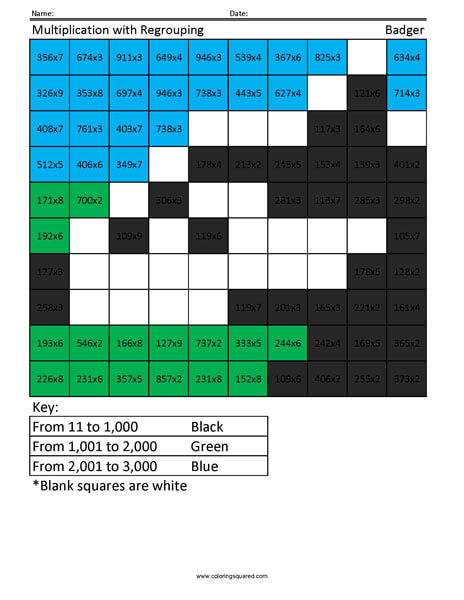 Regrouping with Multiplication- Badger 4th Grade Math Computations