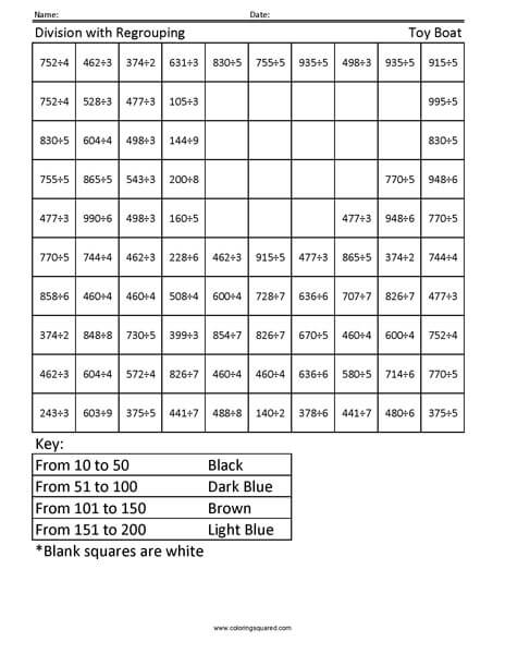 Toy Boat Advanced Division worksheet