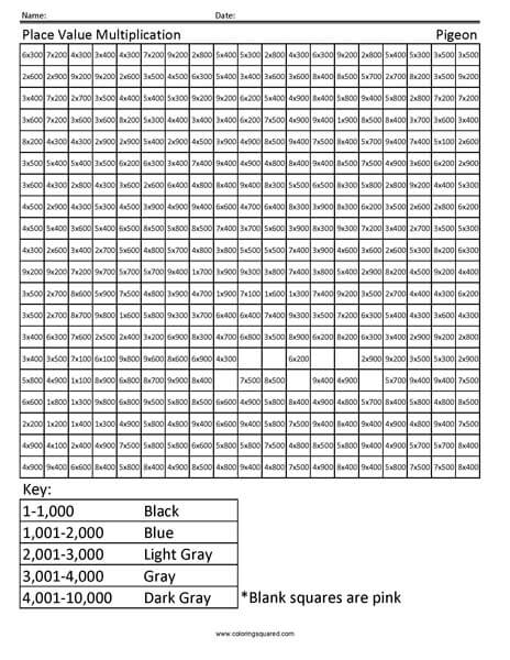 Bird Place Value Multiplication worksheet