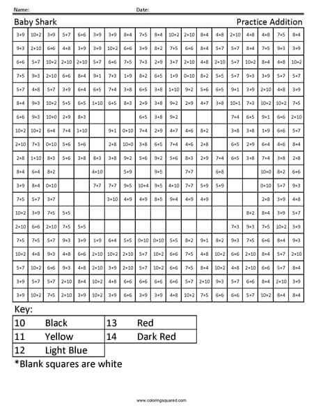 Baby Shark Addition Coloring worksheet