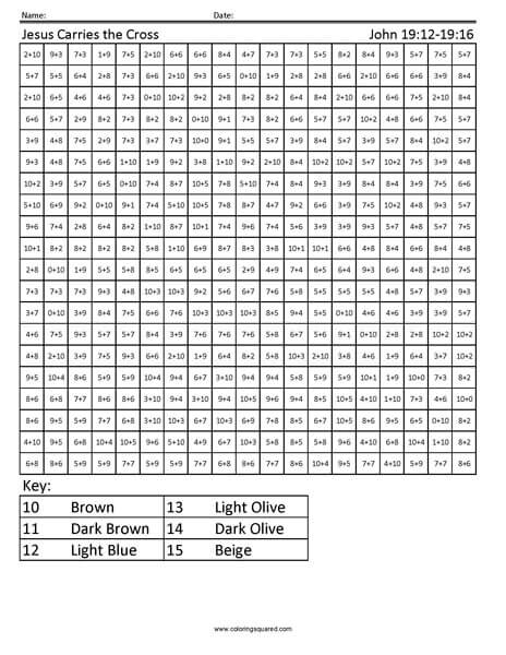 Jesus Carrying Cross Addition Coloring Page worksheet