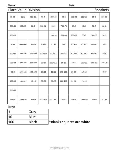 Sneakers Advanced Division Coloring Page worksheet