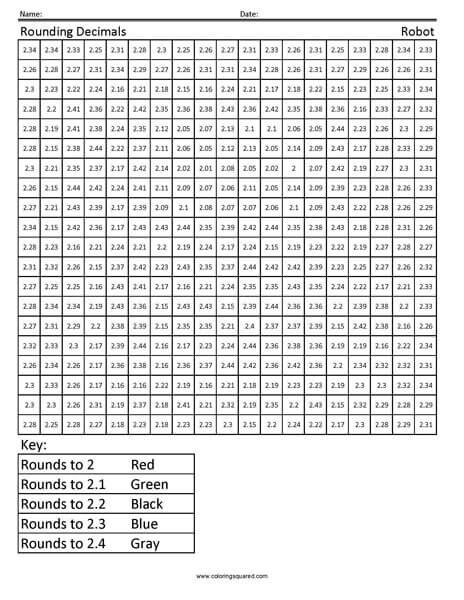 Robot Rounding with Decimals - Coloring Squared