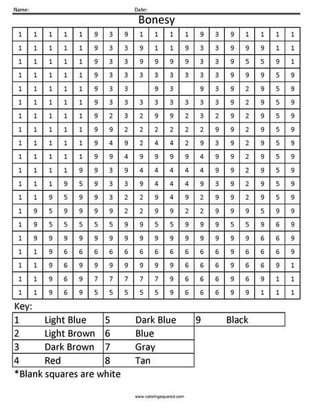 Fortnite Bonesy Color by Number worksheet