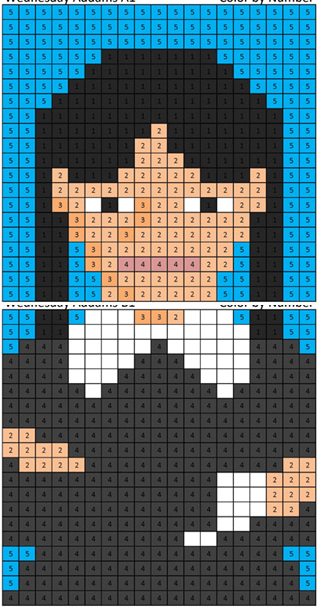 Wednesday Addams Coloring Picture Pixel Art and Math Coloring