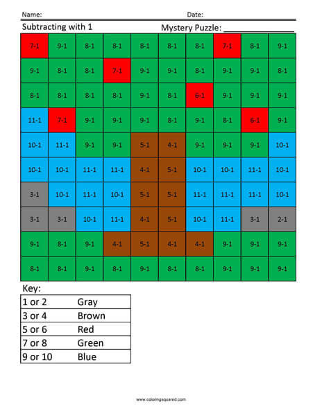 Apple Tree Subtraction 1st Grade Mystery Coloring