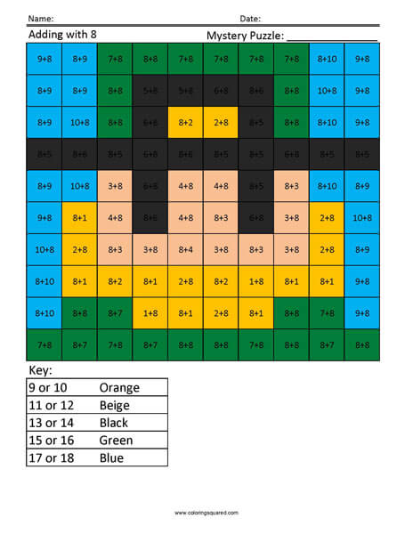Leprechaun Addition 1st Grade Mystery Coloring answer key