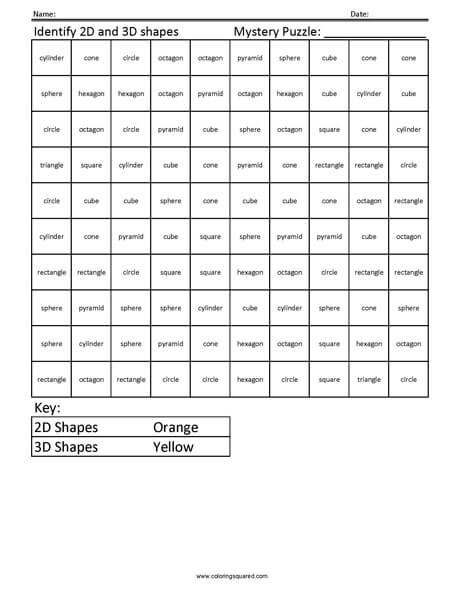 Pyramid Shapes Mystery Coloring worksheet