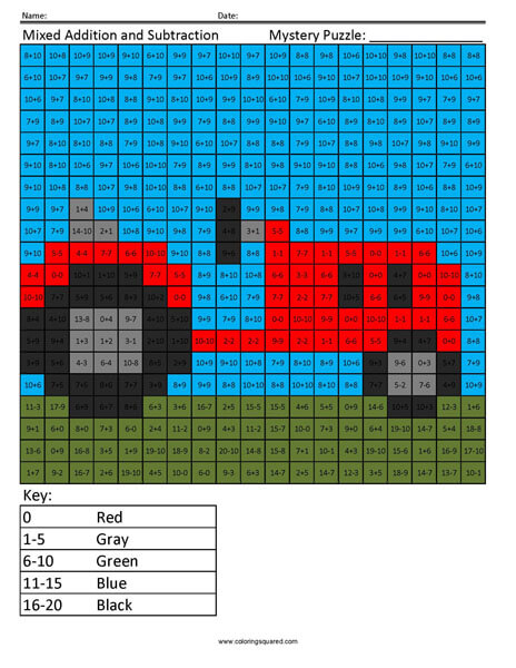 Tractor Math Facts Mystery Coloring Page