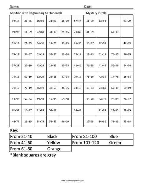 Regrouping with Addition- Baby Chick 3rd Grade Math Computations