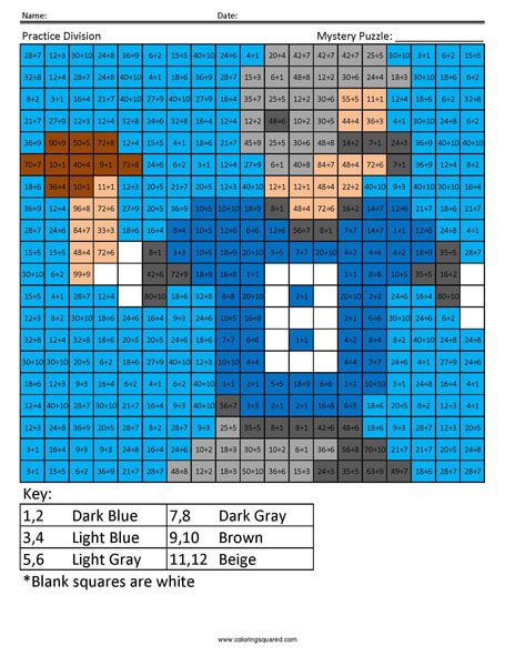 Football Division Mystery Math Coloring answer key