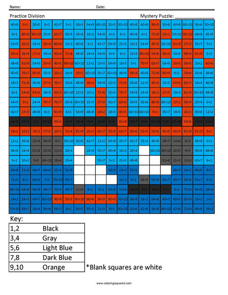 Bridge Division Mystery Math Coloring - Coloring Squared