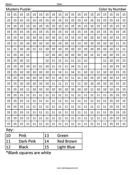 Minecraft Piglin Color by Number Puzzle worksheet