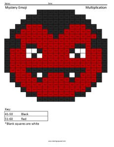 Vampire Emoji Multiplication Coloring Worksheet Answer Key