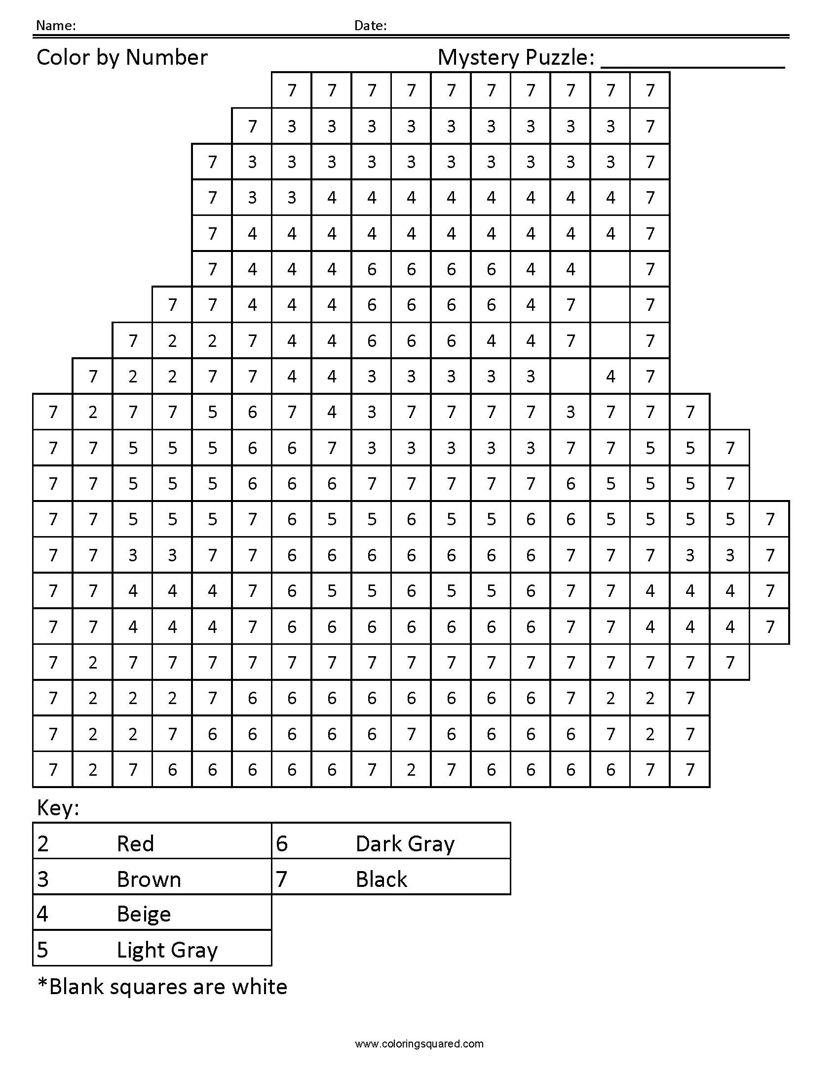 Thor Mystery Color by Number Puzzle worksheet