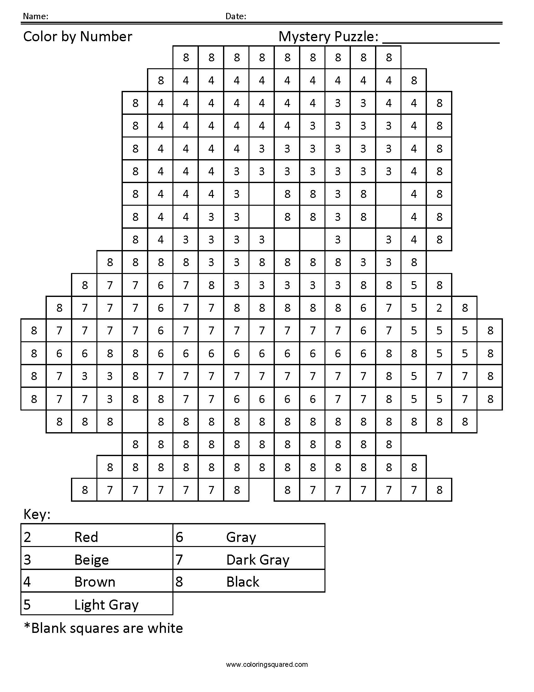 Winter Soldier Mystery Color by Number worksheet