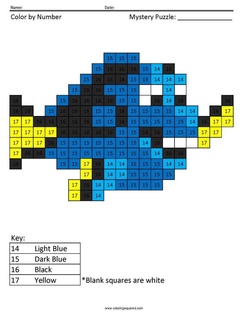 Dory Finding Nemo Mystery Coloring Pixel Art Puzzle