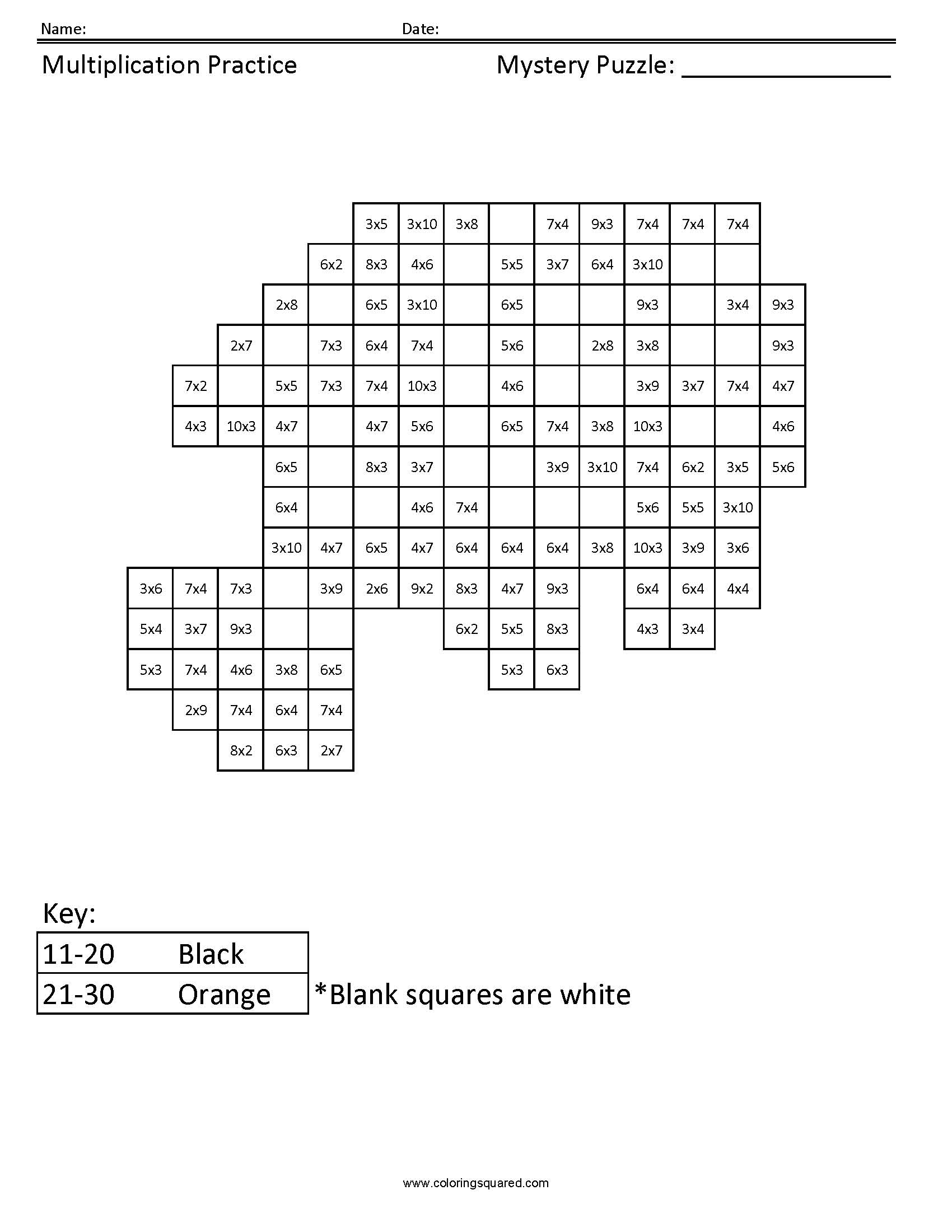 Finding Nemo Mystery Multiplication worksheet