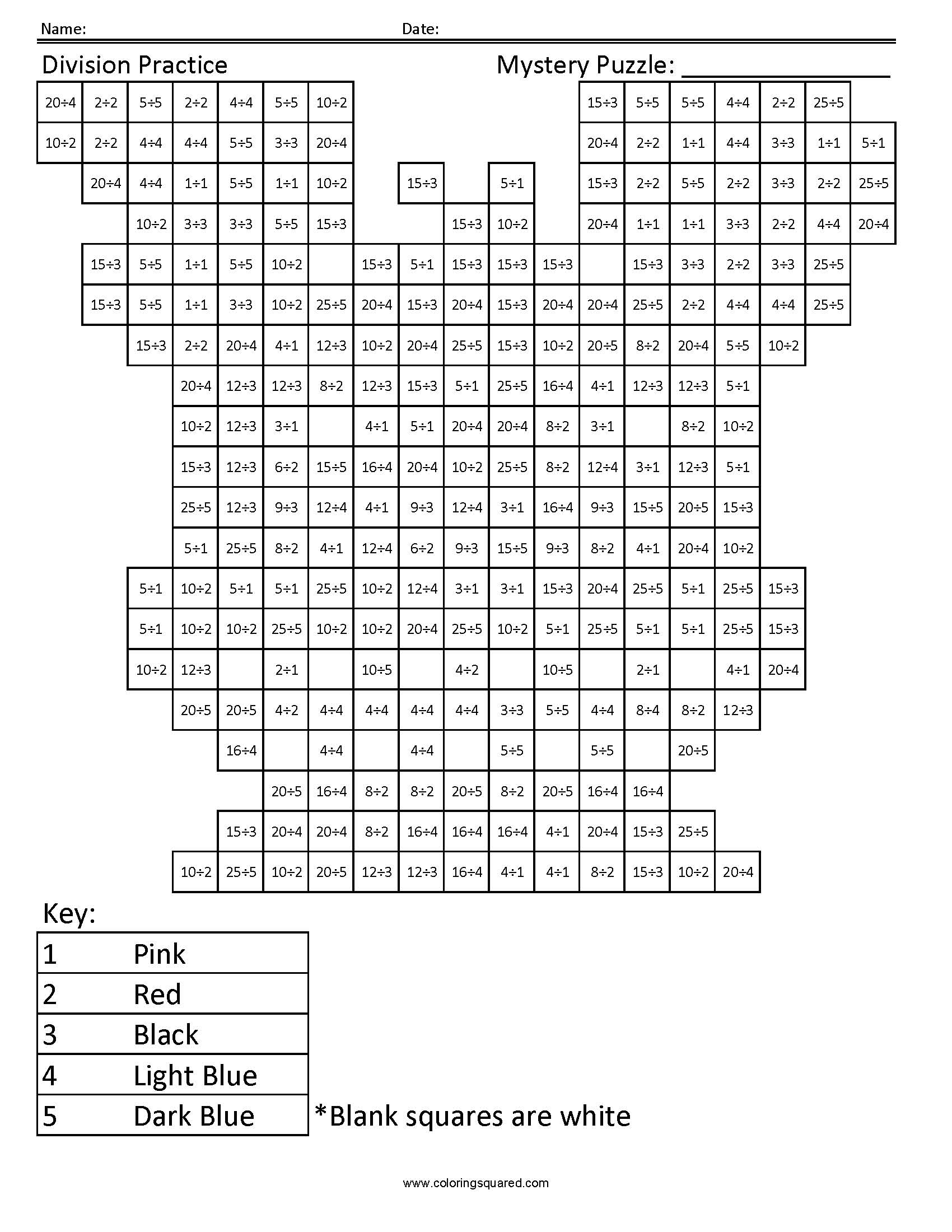 Stitch Mystery Division worksheet