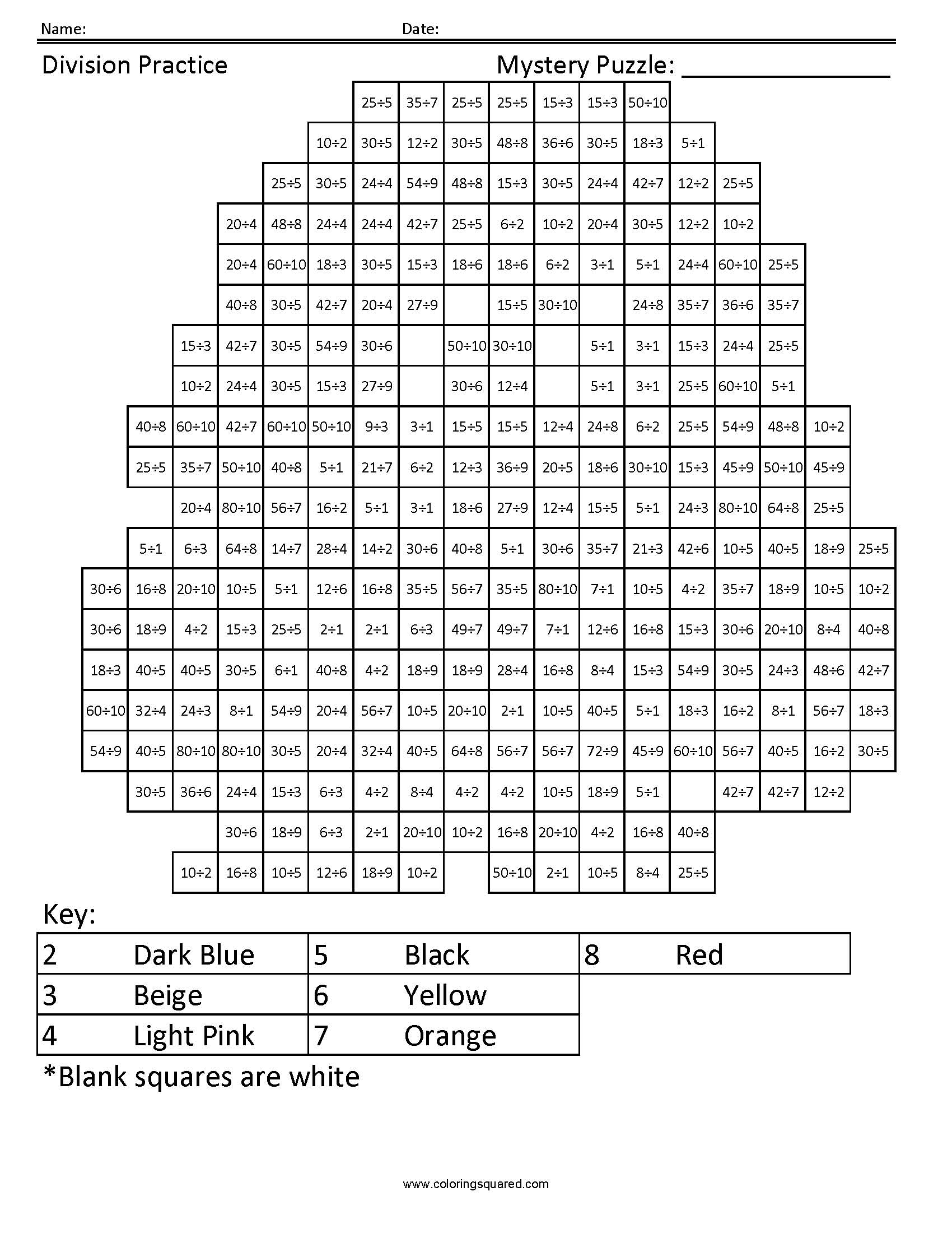 Captain Marvel Mystery Division worksheet