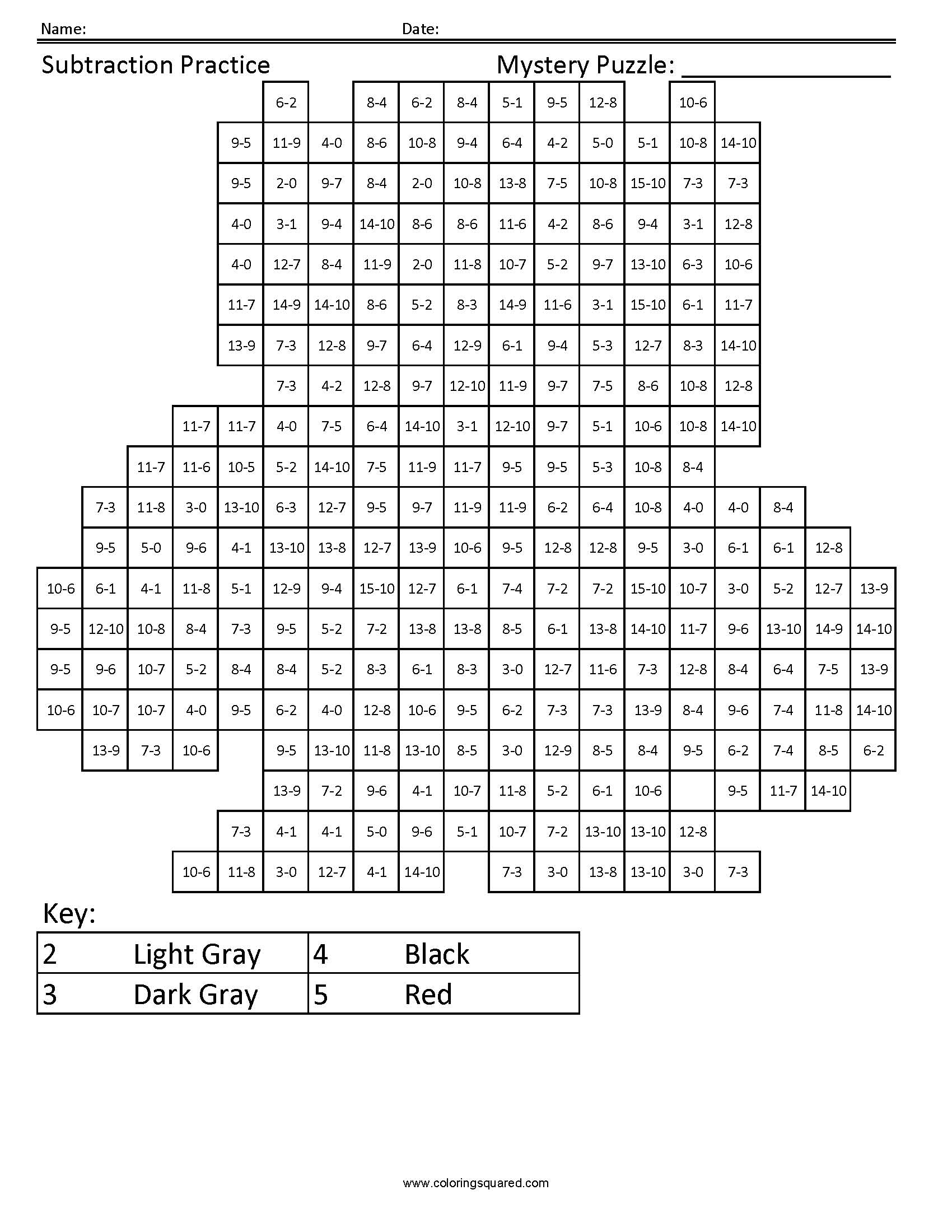 Ant Man Mystery Subtraction Coloring Page worksheet
