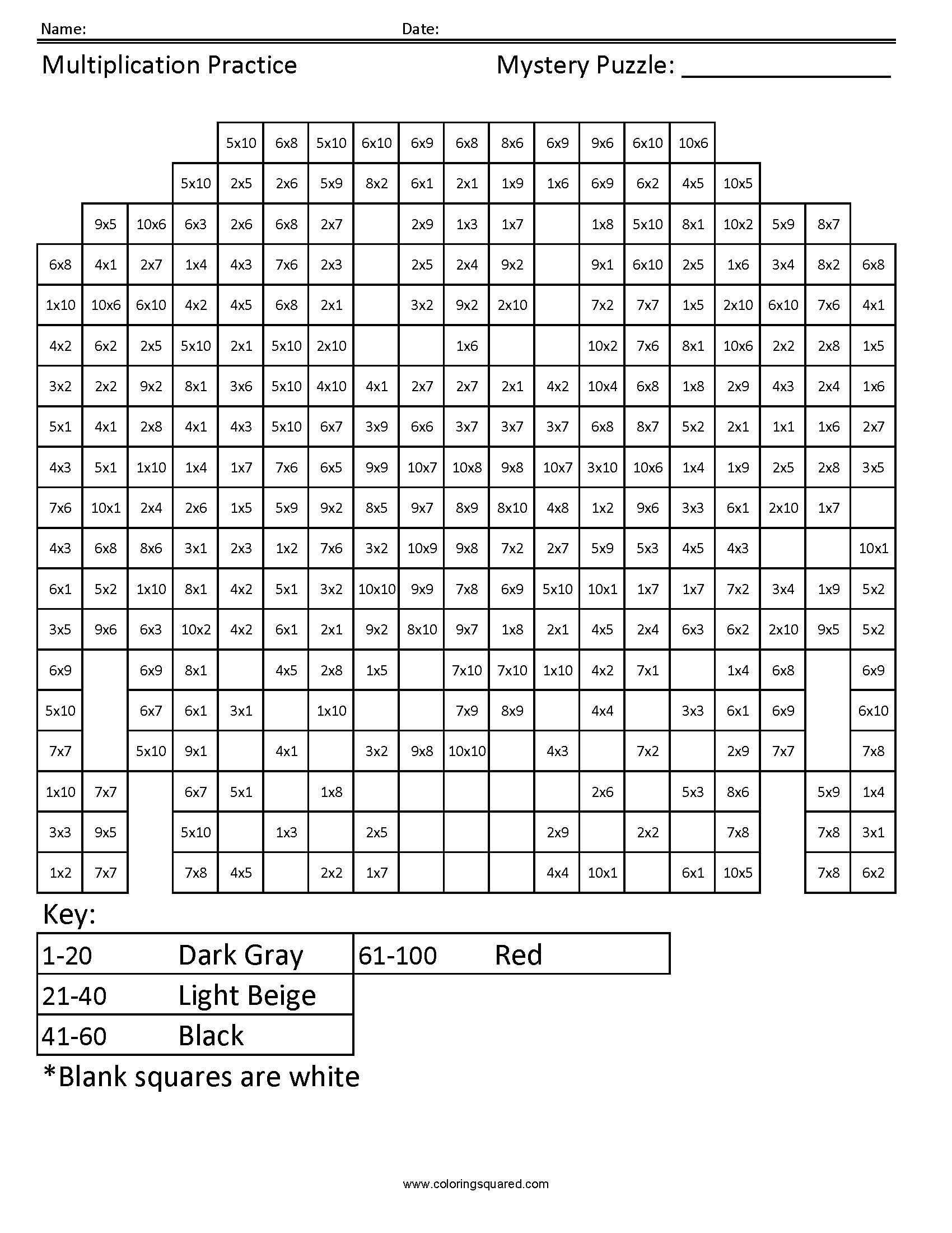 Venom Multiplication Mystery Coloring Page worksheet