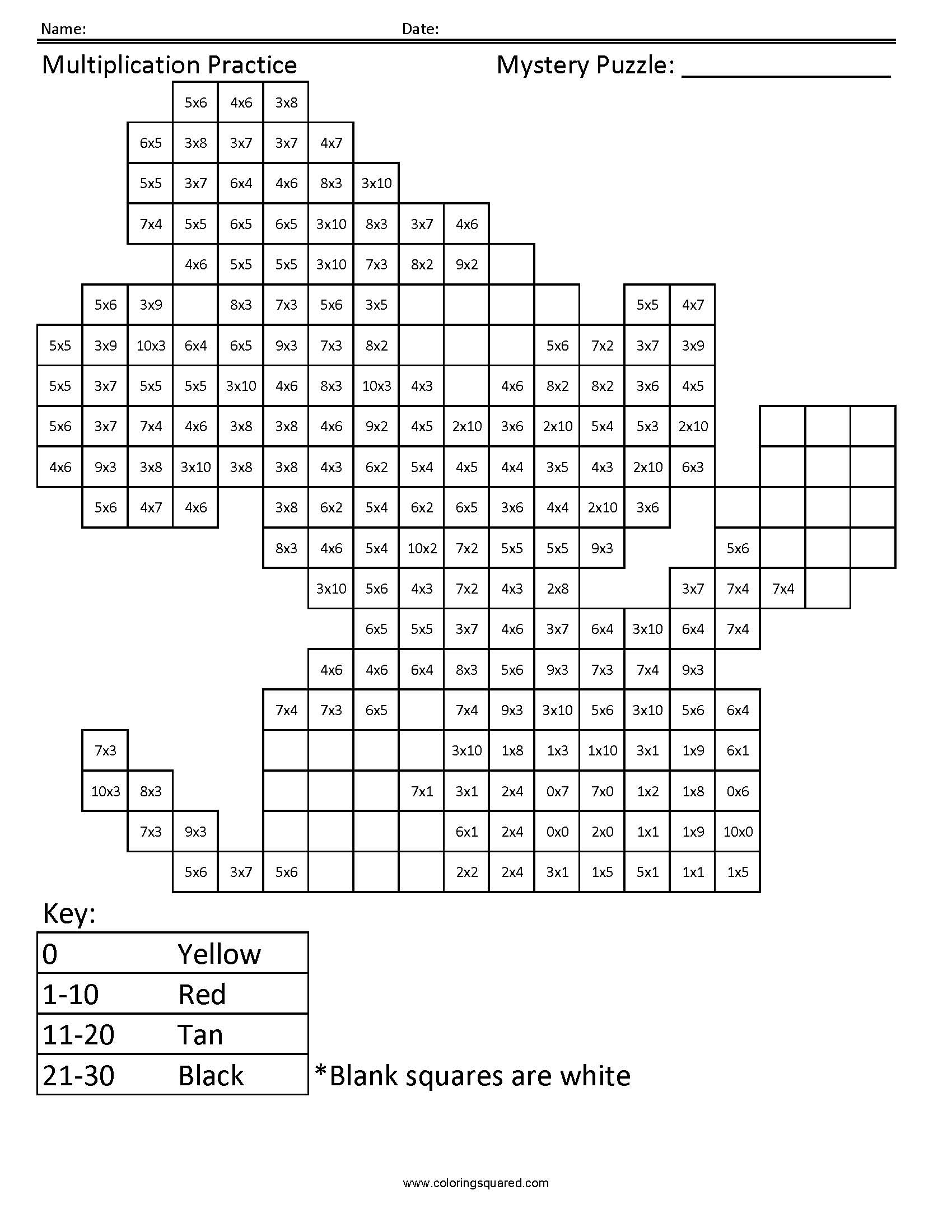 Mickey Mouse Mystery Multiplication worksheet