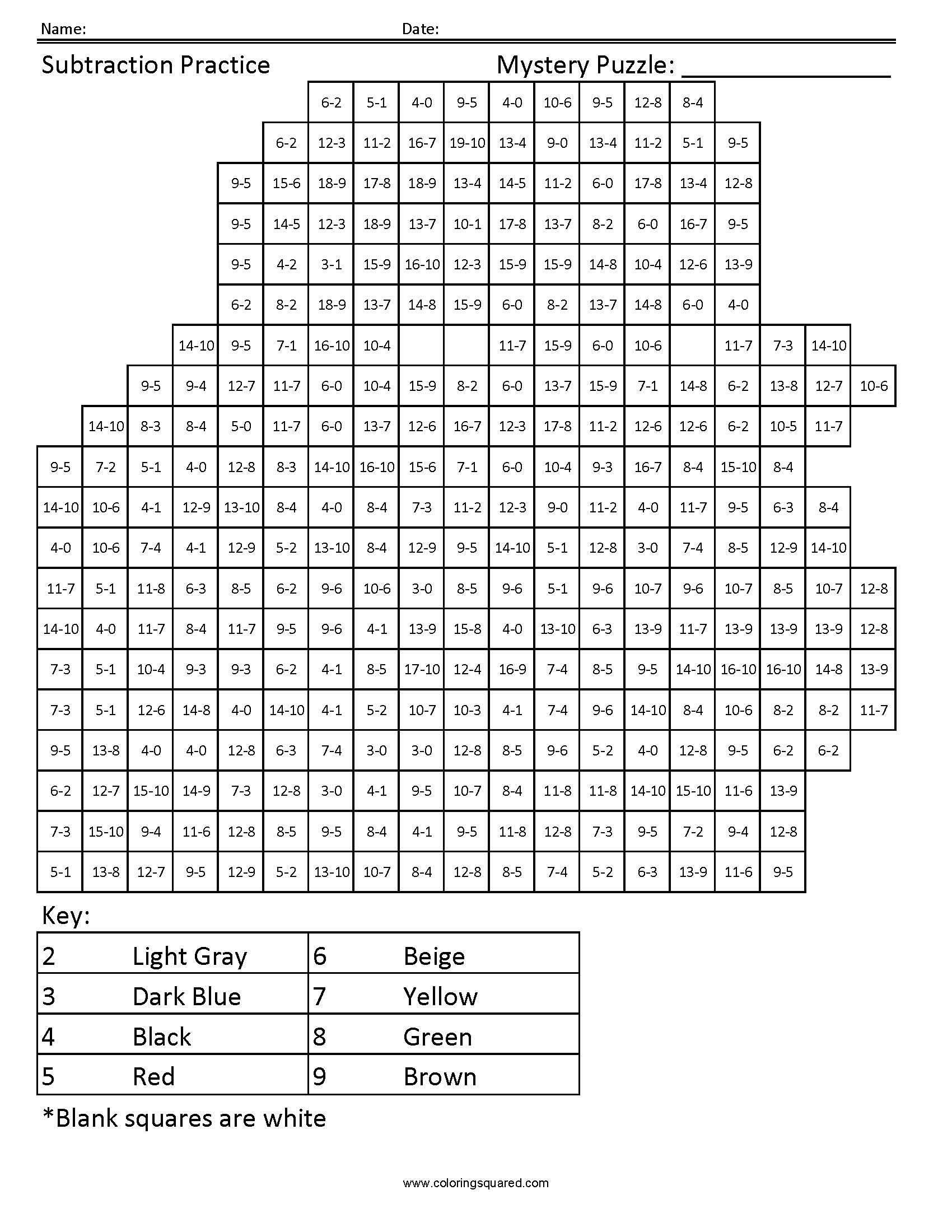 Dr Strange Mystery Subtraction Coloring Page worksheet