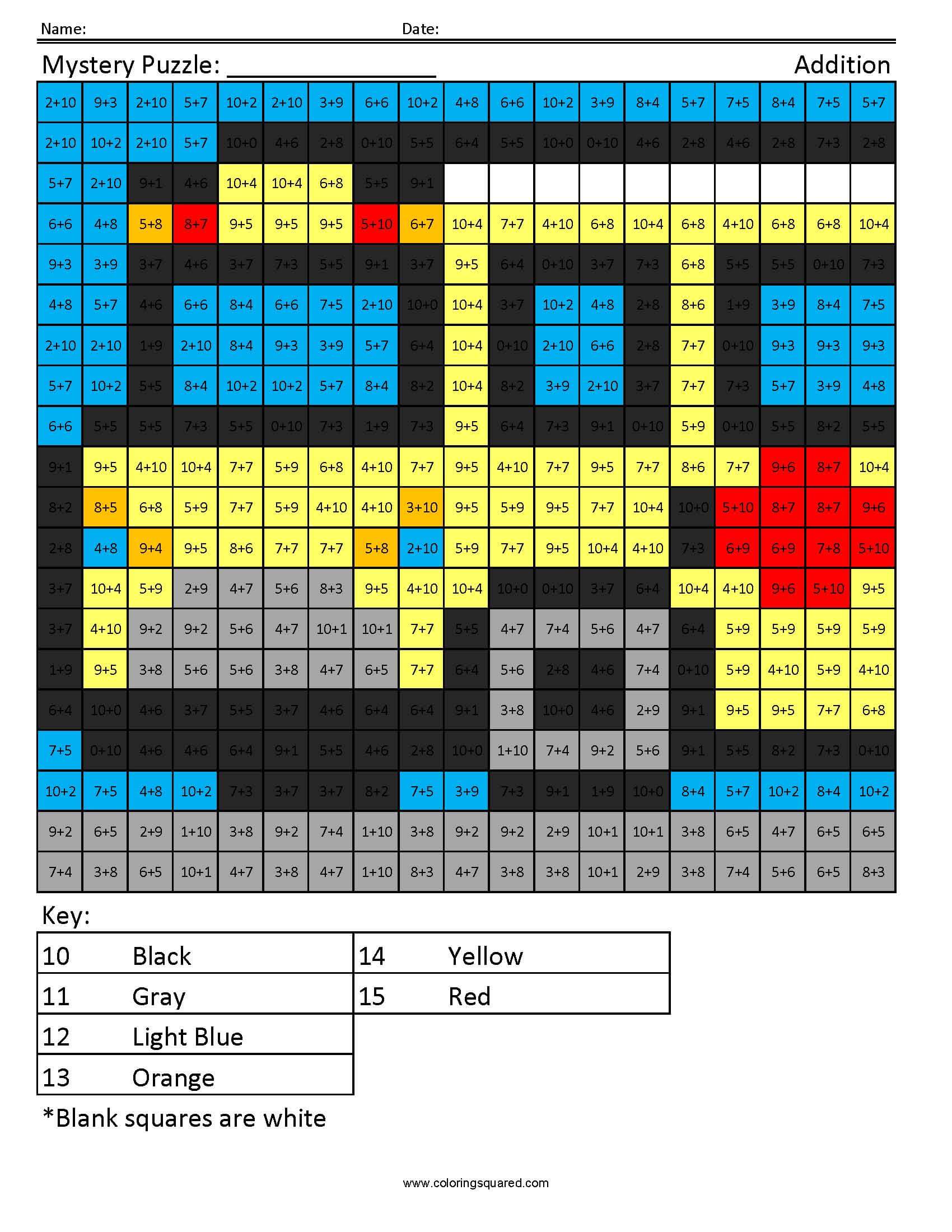 Back to School Bus addition math coloring page for kids